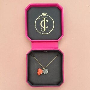 Juicy Couture Orange Skull Charm Gold Necklace